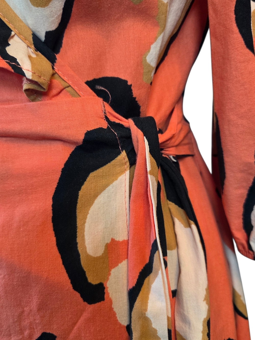 SOLD    River Island Coral Animal-Print Wrap Midi Dress Size 4 - Picture 4 of 7